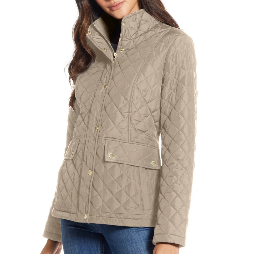 XSOLDWomen's Modern Quilted Taupe Color Jacket Size 1X New (608)